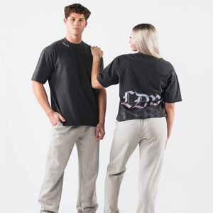 NWT ALPHALETE Unisex Gradient LDB Short Sleeve Tee size LARGE Vintage Black